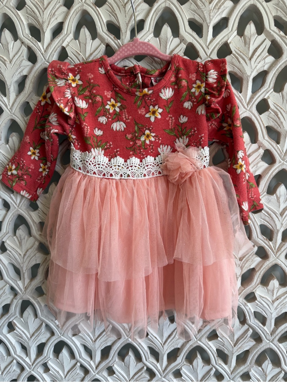 Little Lass Baby Girls Floral Tulle Dress 12M